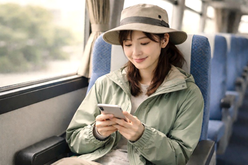 電子コミックサービスを見る女性